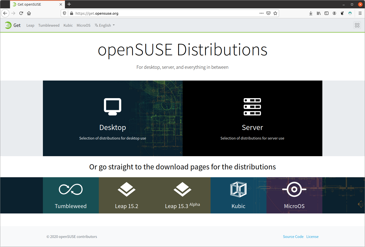 openSUSE distributions dedicated page