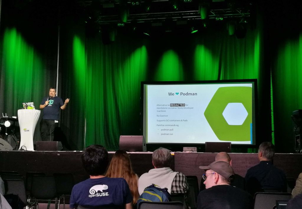 Richard Brown presenting "openSUSE MicroOS - A new distro for a new age"