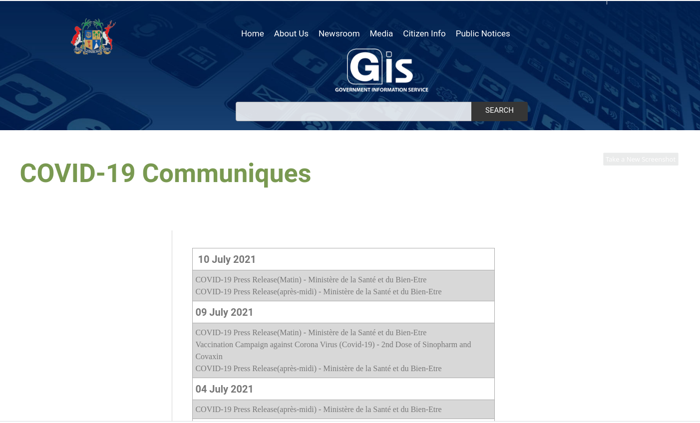 Website of the Government Information Service