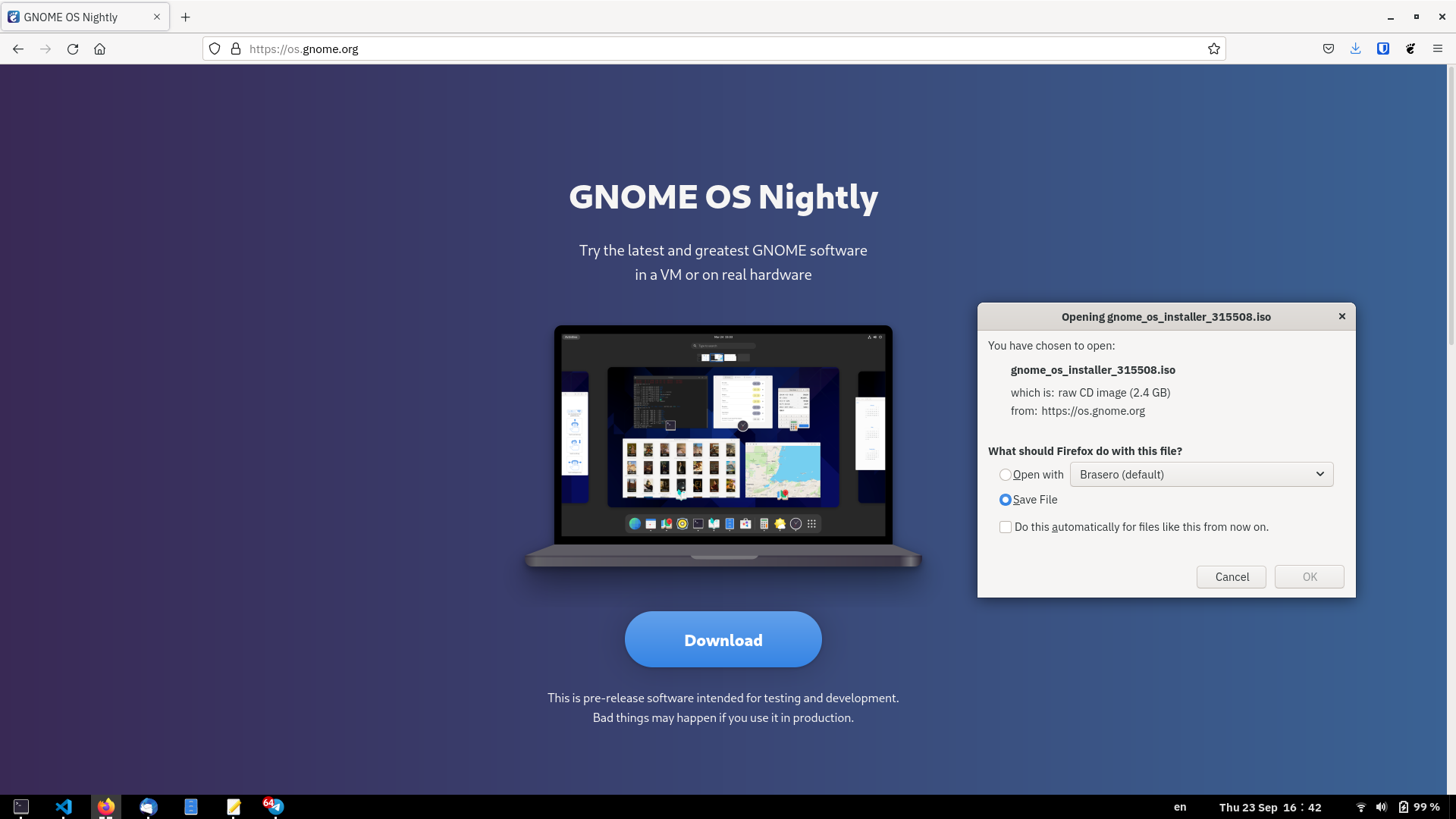 Downloading GNOME OS