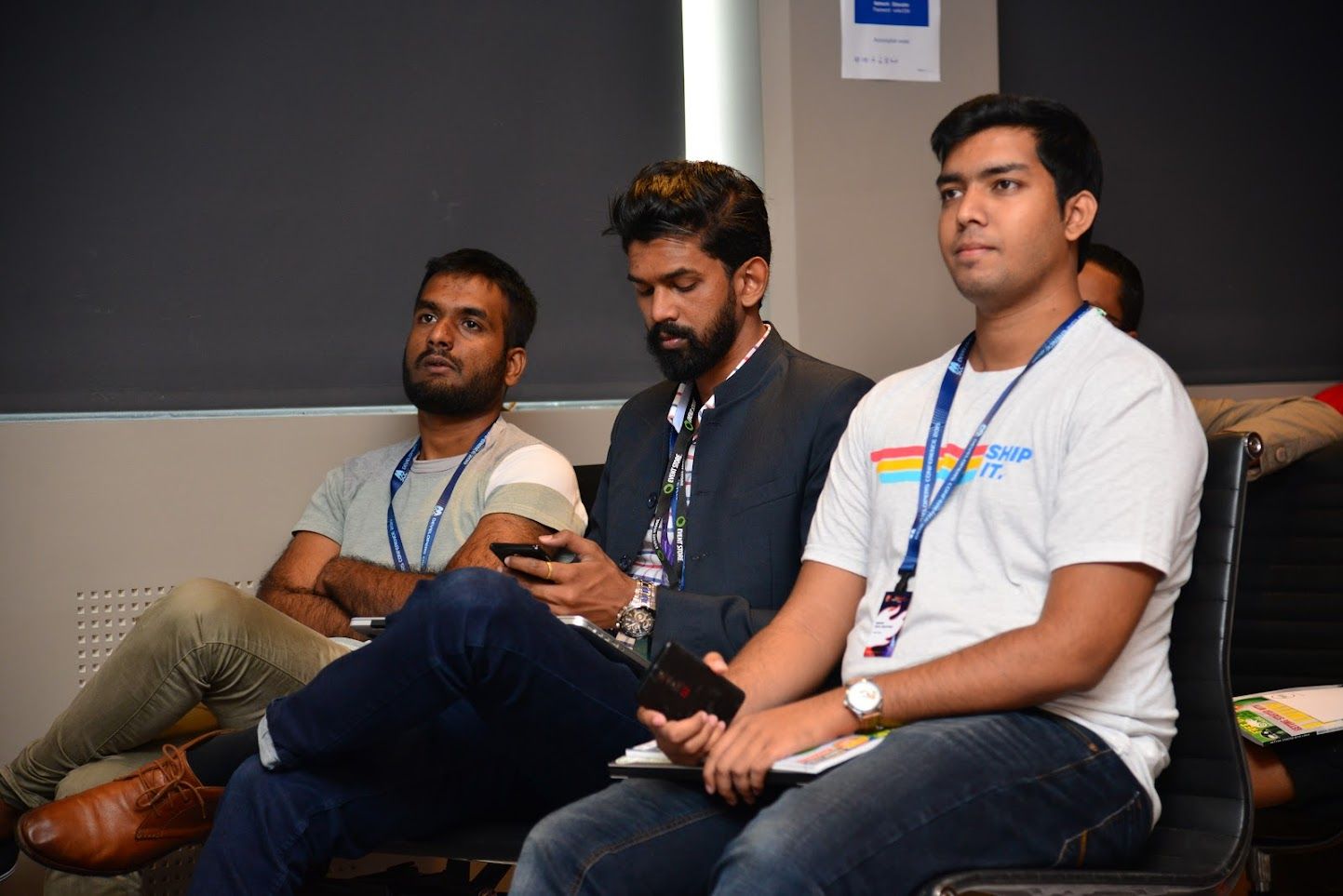 Chittesh daydreaming, Nirvan not paying attention and Neil pretending to follow the presentation :D