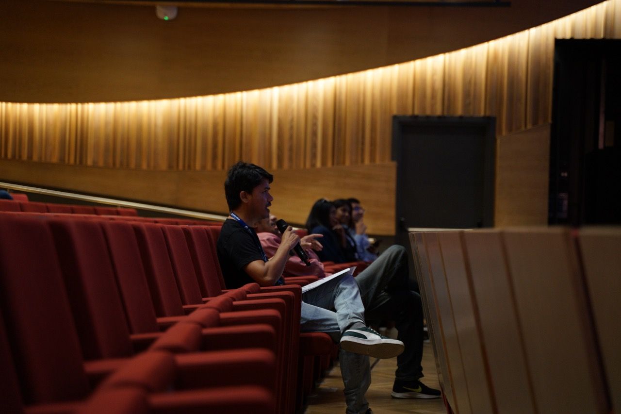 Me, doing some voice over acting from the front row, Photo by Arwin Neil Baichoo