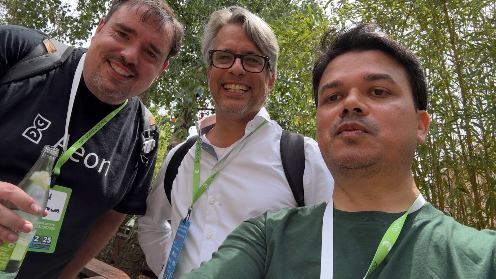 Richard Brown (left, sporting the Aeon t-shirt), Peer Heinlein (middle, white shirt) & myself - Ish Sookun (right, green t-shirt)