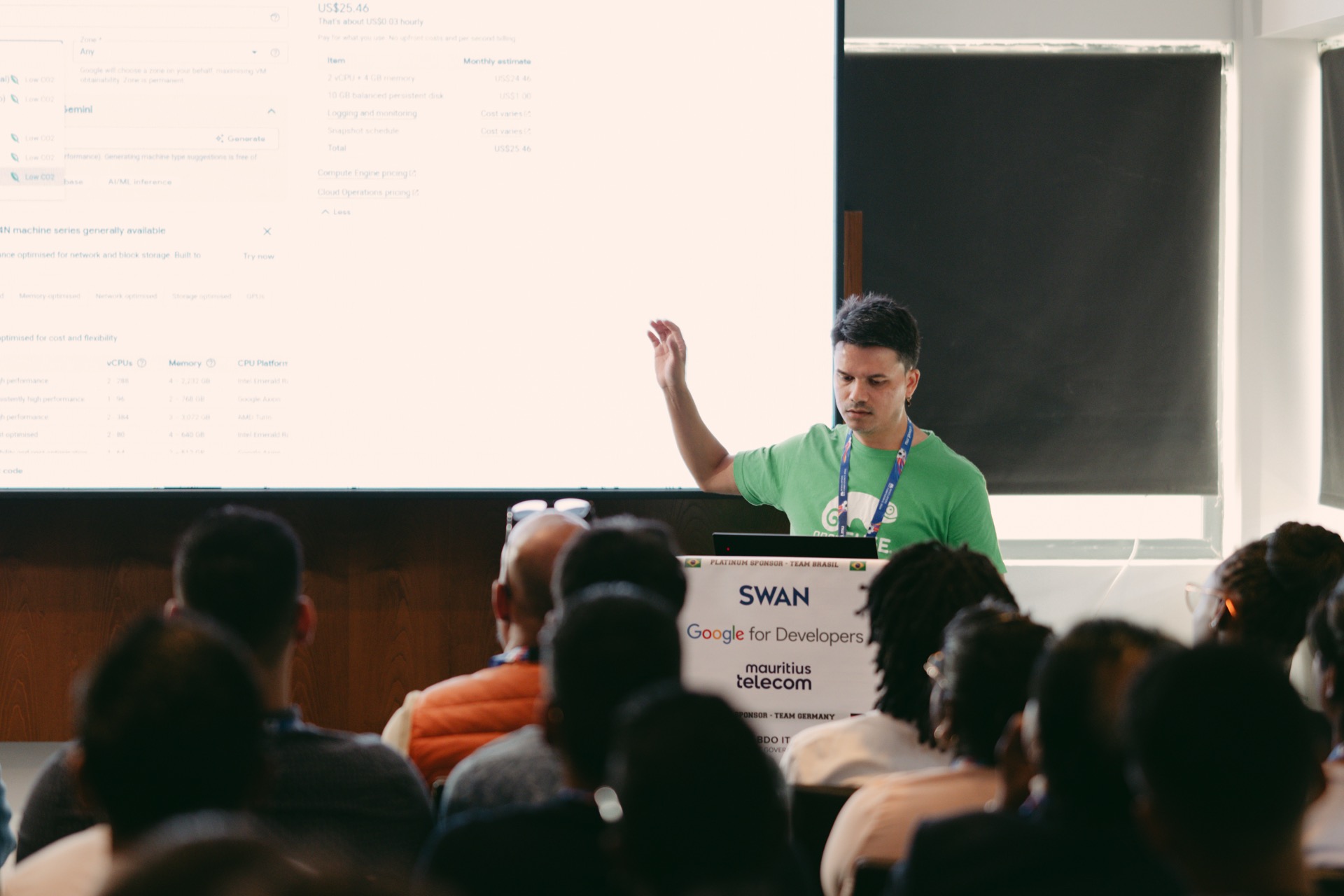 Ish Sookun presentating at the Developers Conference 2026 — Essential Linux for Google Cloud Platform